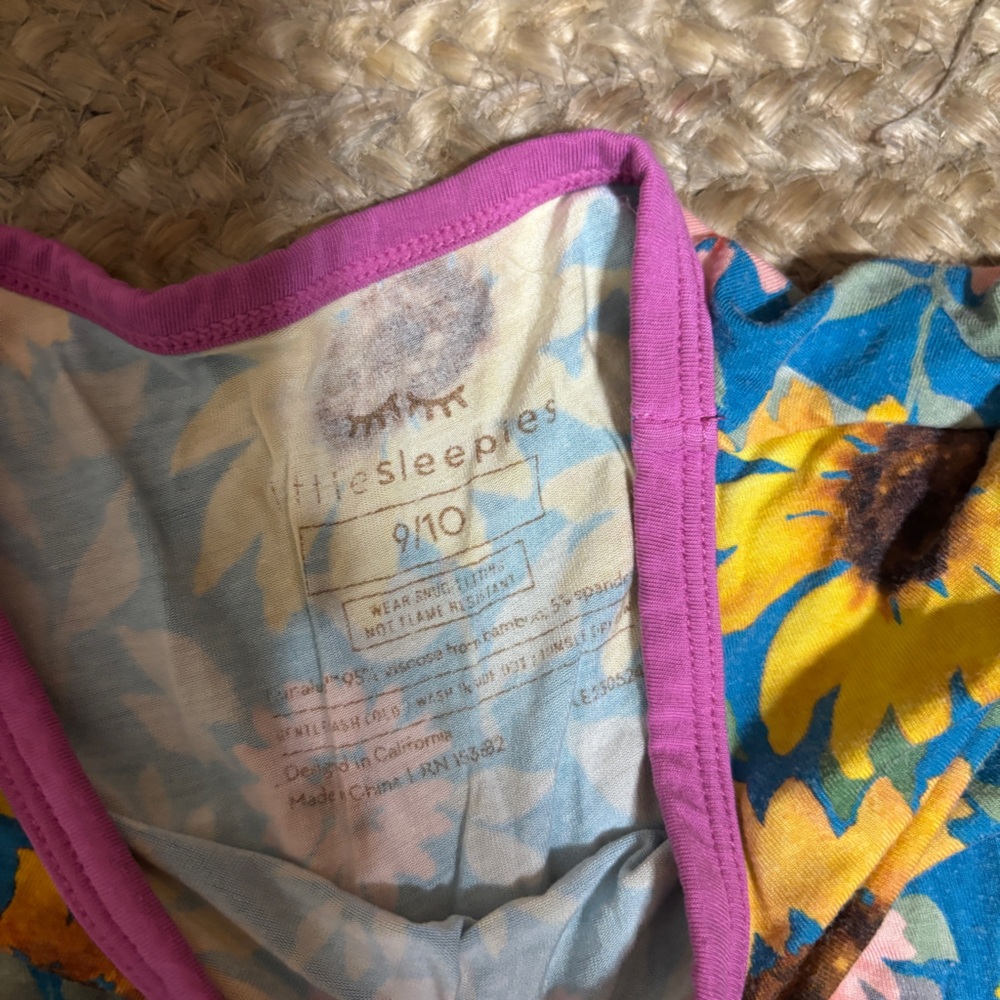 Little Sleepies Blue and Yellow Sunflower Kids Pajamas - Picture 2 of 2
